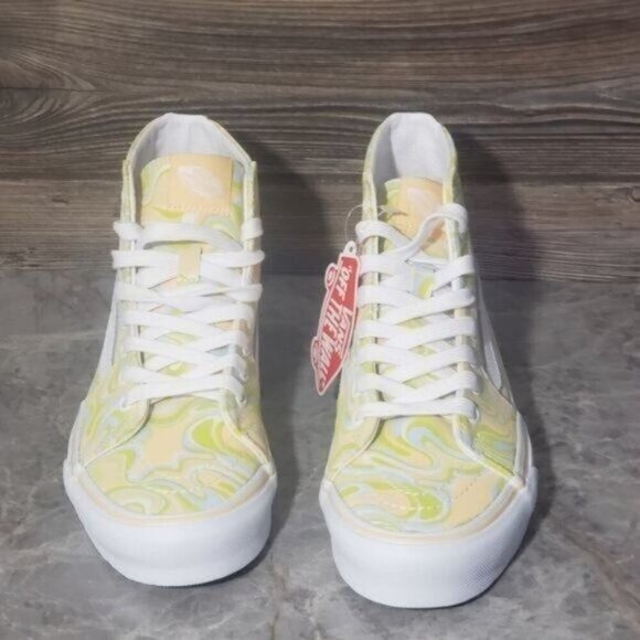 New Vans Sk8 Hi Tapered Lime Green White High Tops Skate Sneakers Casual Rave - Picture 3 of 10
